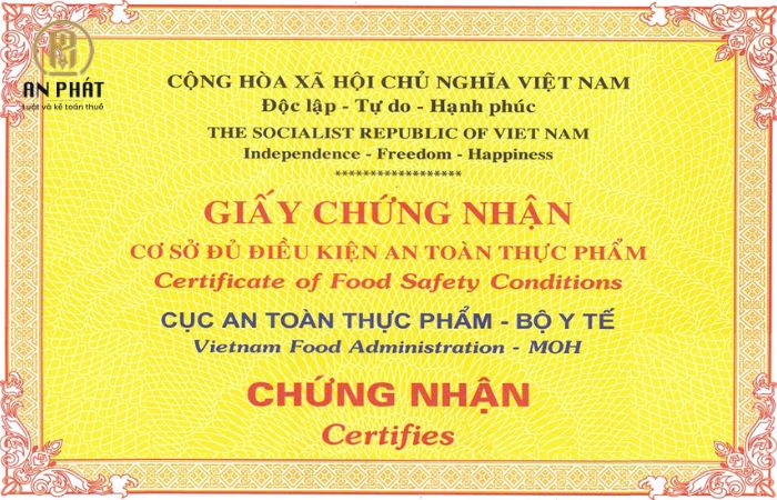 giấy phép vệ sinh an toàn thực phẩm